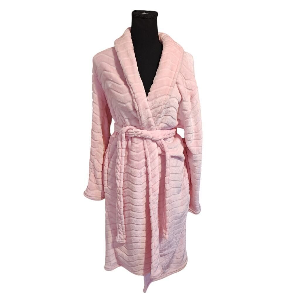 Long Cozy Soft Light Pink Bathrobe with Tie